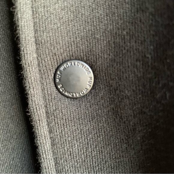 Huff Men's Popeye Black Jacket Olive Graphic Fleece Coach Zip Out Large - Picture 9 of 14